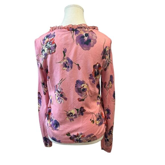 CARLISLE Cardigan Sweater Pink Floral Sparkle Women’s Size M - Picture 2 of 8